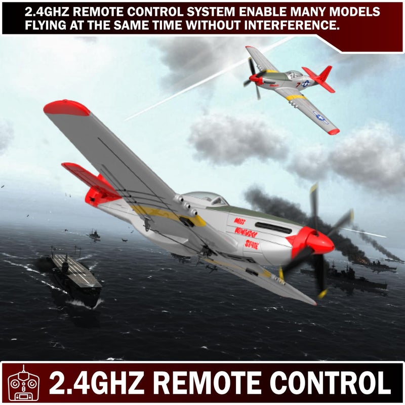LEAMBE 4 Channel RC Plane, Ready to Fly Aerobatic Aircraft, Easy Control for Beginners, P51 Mustang RC Airplane Best Gift for Adults - Image 4